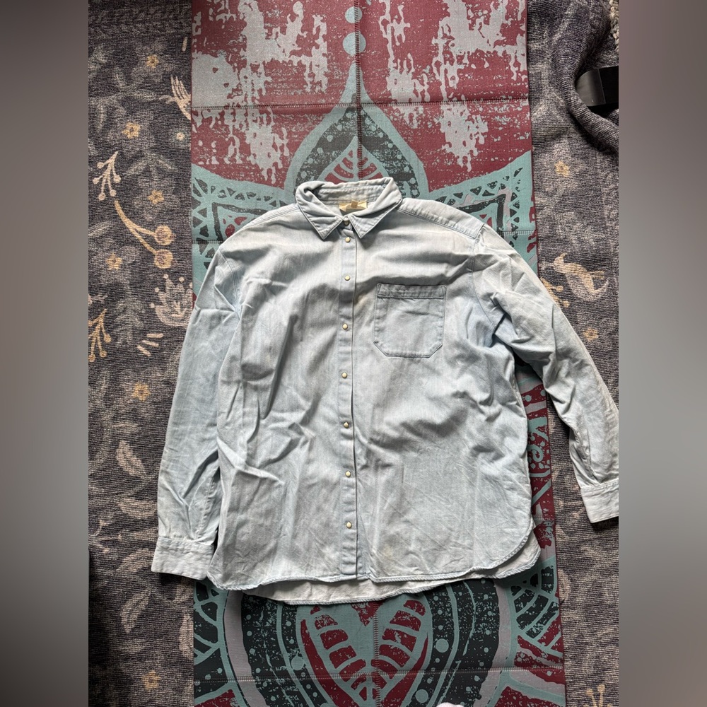 Sezane Max Shirt Very Light Denim Size 38 FLAWED